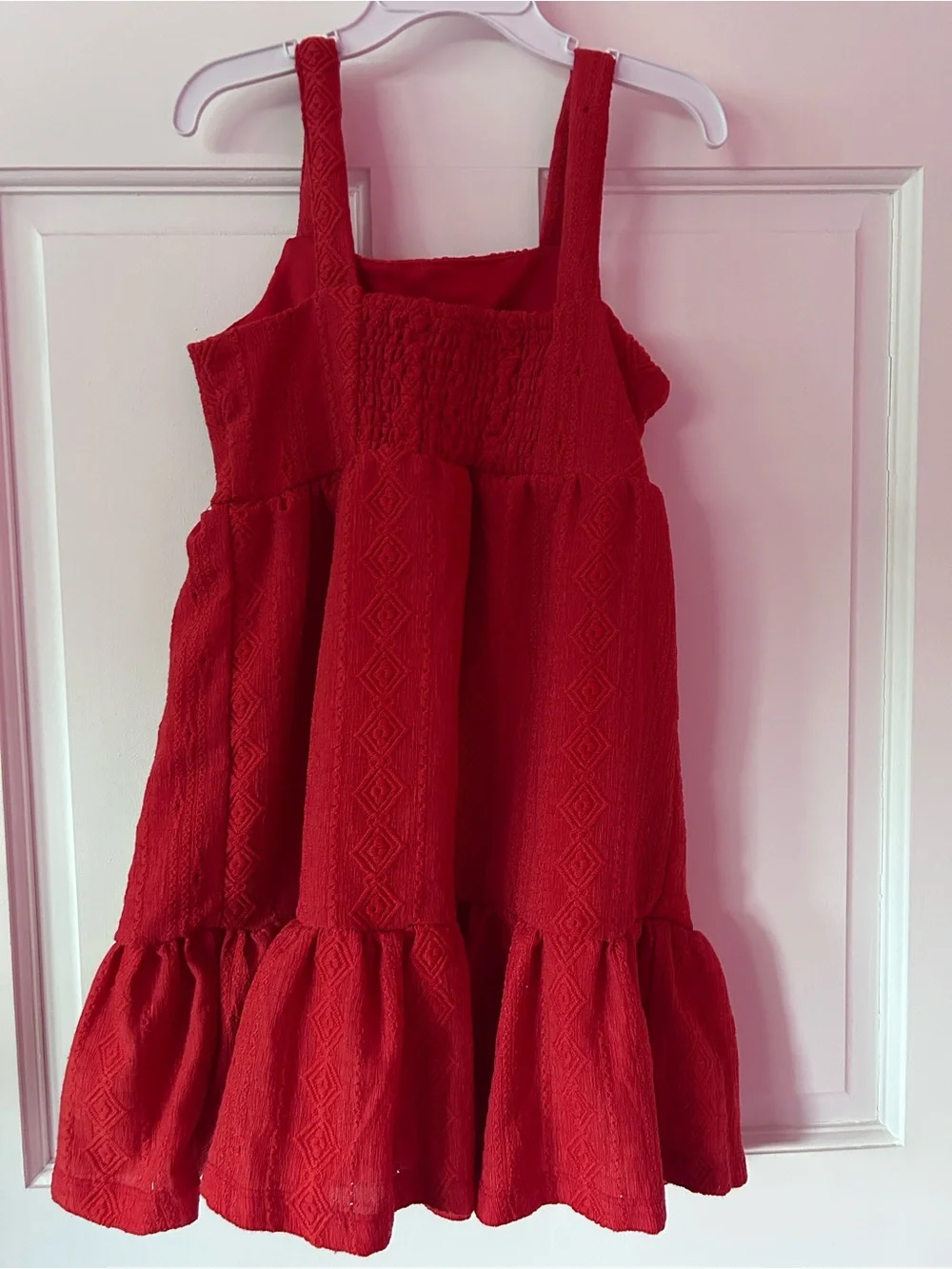 btween Red Textured Ruffle-Hem Sundress